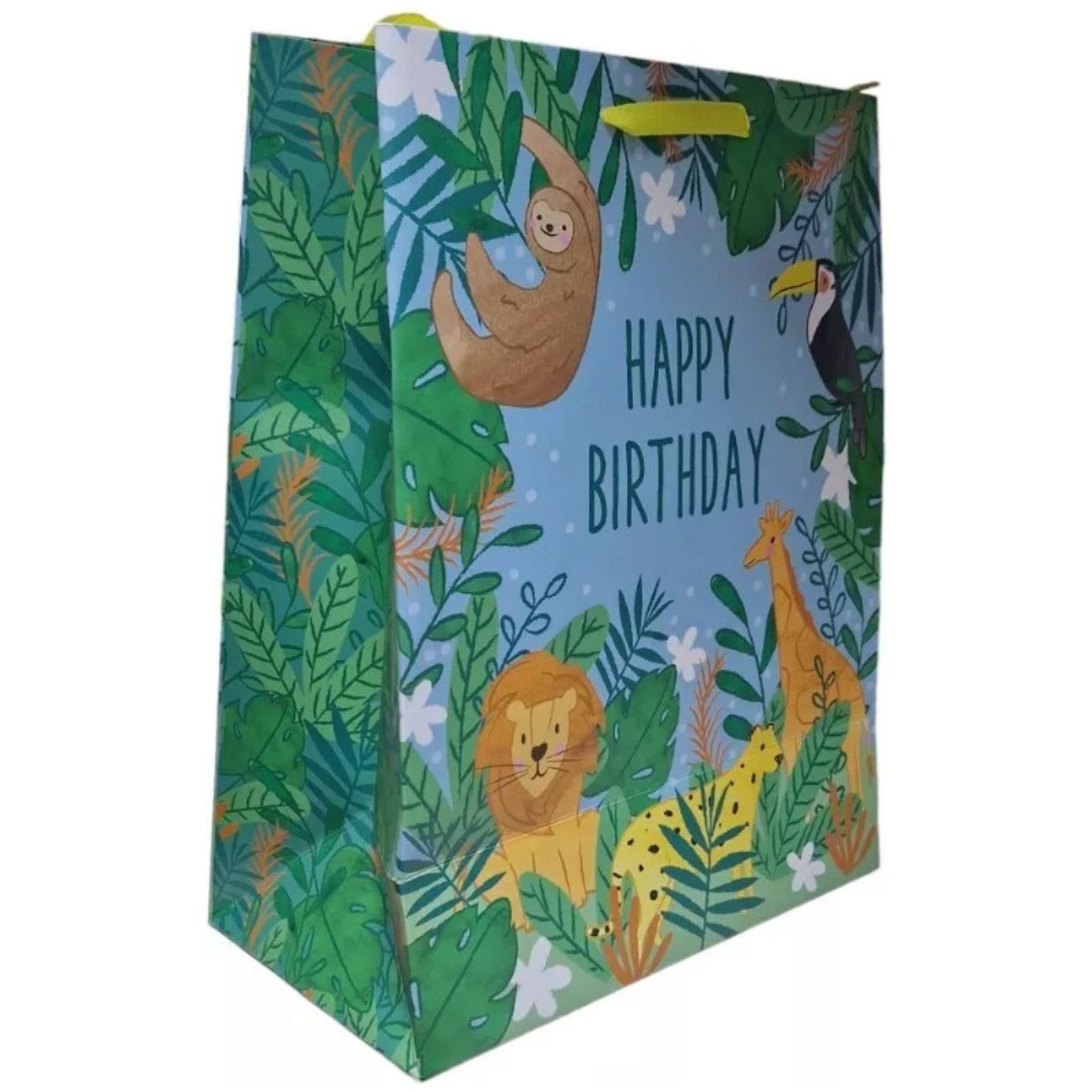 Children kid Safari Animals Large Green Birthday Gift Bag - 33cm Boys /Girls Bag