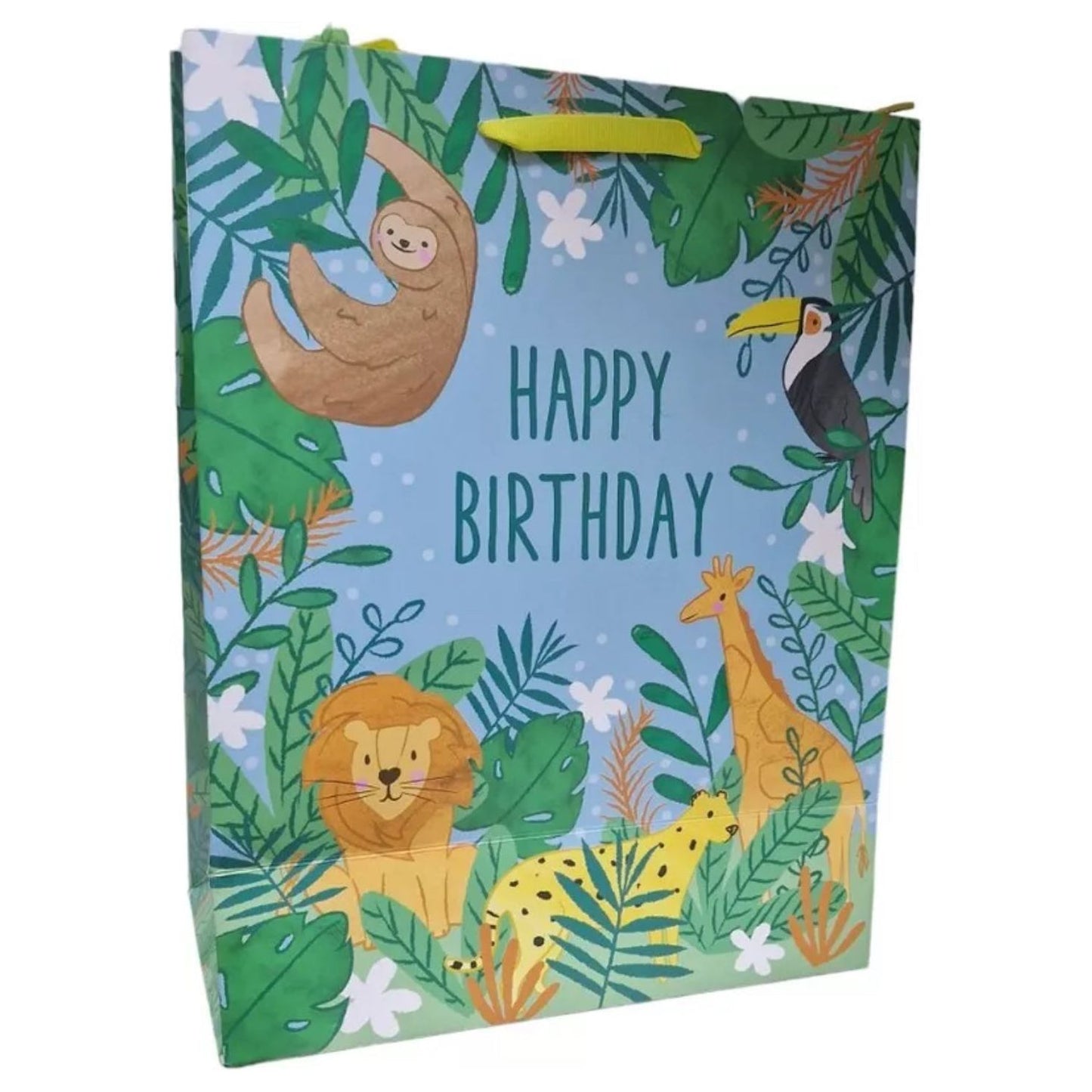 Children kid Safari Animals Large Green Birthday Gift Bag - 33cm Boys /Girls Bag