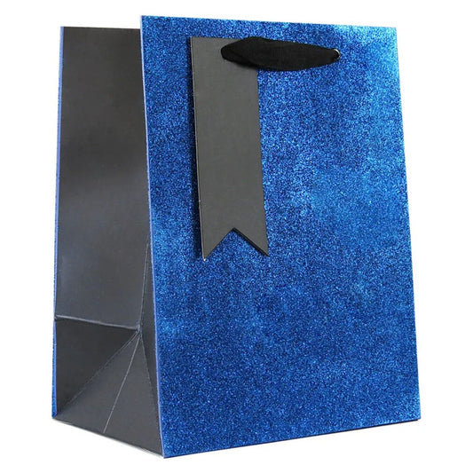 MALE /FEMALE M / L / XL BLUE GLITTER UNISEX ALL OCCASSIONS GIFT BAG PARTY - Gift bag -Royale Gifts