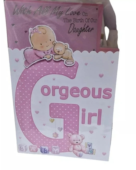 With All My Love on the Birth of Our Daughter Georgeous Baby Girl ~ 9" X 6" Greeting Card (Copy)