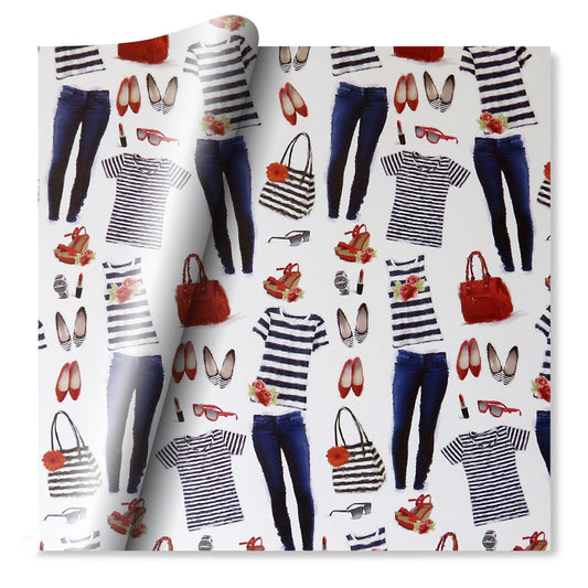 2 Sheets Giftwrap Clothing design  + 1 FREE Tags