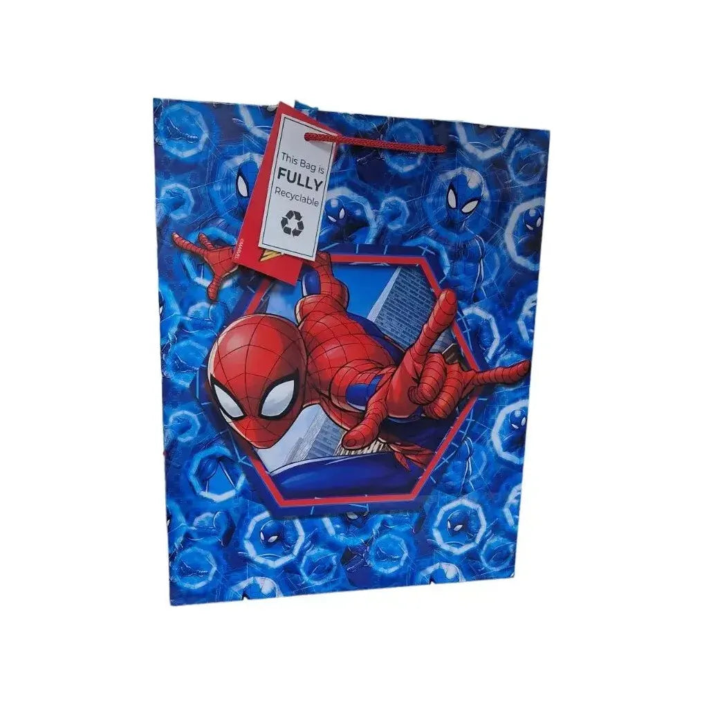 Spiderman Large Birthday Party Gift Bag - 33cm Red And Blue Spiderman Gift Bag