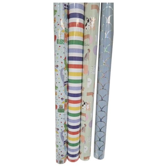 4 x 3m Children Gift Wrapping Paper Foil unisex Rolls (Crown) - Royale Gifts