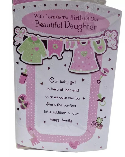 With Love on the Birth of Our Beautiful Daughter ~ 9" X 6" Greeting Card